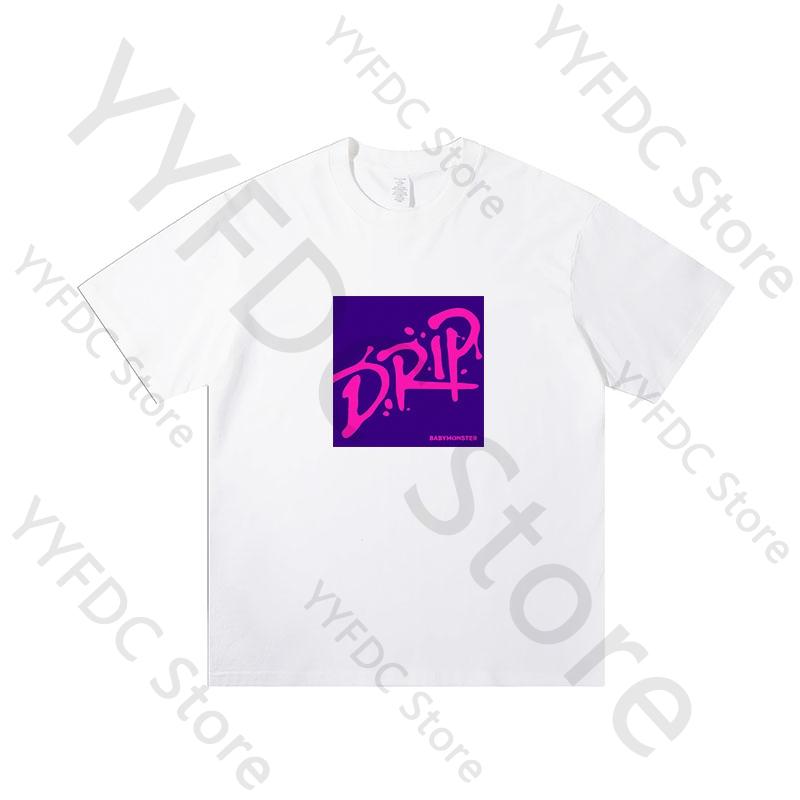 BABYMONSTER DRIP T Shirt Kpop Fashion Letter Print Tshirt Women Unisex Summer Cotton Short Sleeve Tee Tops Street Trend Clothes