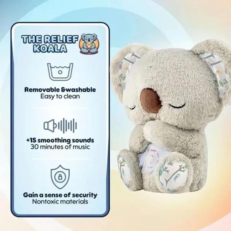 Hot Koala Plush Sleep Aid With Soft Glow Night Light Calming Music And Simulated Breathing Comforting Bedtime Comfort Toys