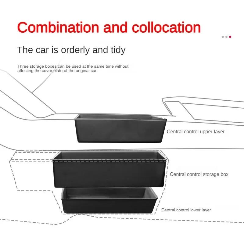Model3+ 2025 Central Control Storage Box For Tesla Model 3 Highland Flocking Central Armrest Hidden Organizer Stowing Tidying