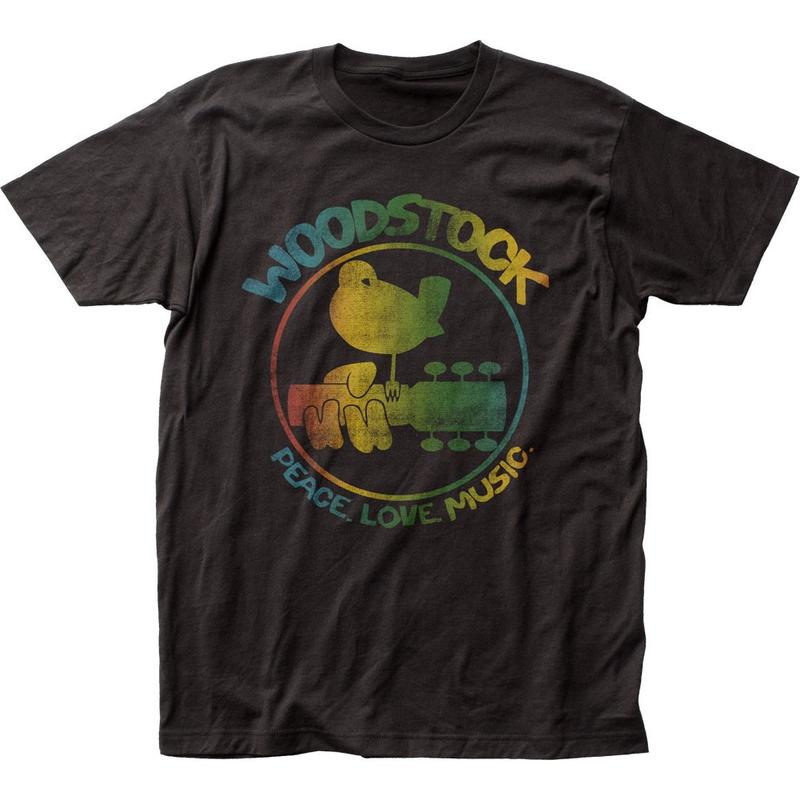 Woodstock Colorful Logo Unisex T-shirt Music Classic Concert Rock Band Tee Black XXL