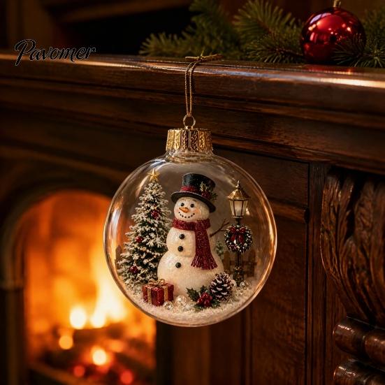 Winter Holiday Decorations Christmas Story Ornament, Acrylic Hanging Angel Santa Claus Keepsake Gifts Candy House Designs, Ball Shape Festive
