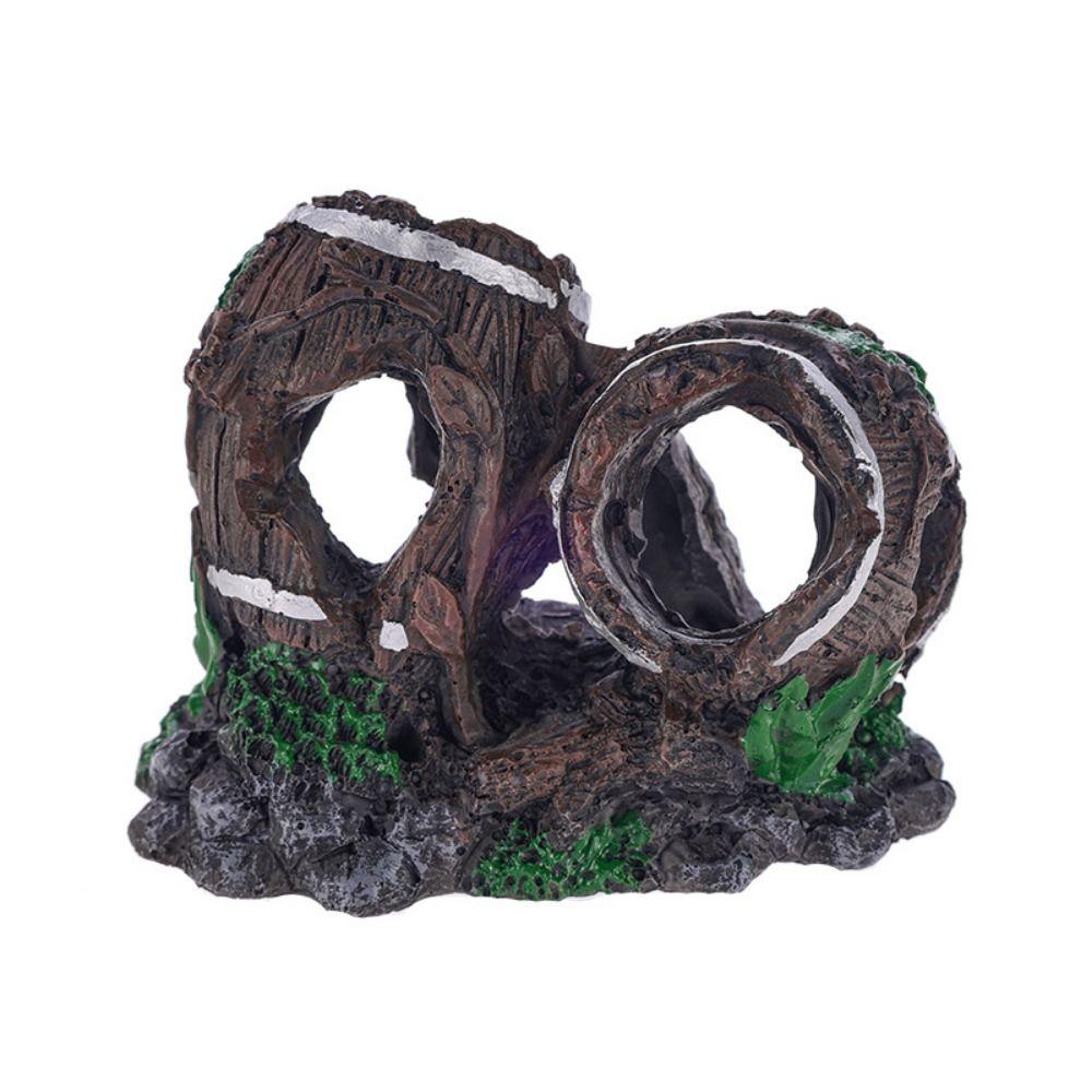 

Realistic Broken Barrel Aquarium Decorations Resin Broken Barrel Cave Decor Betta Fish House Fish double barrel