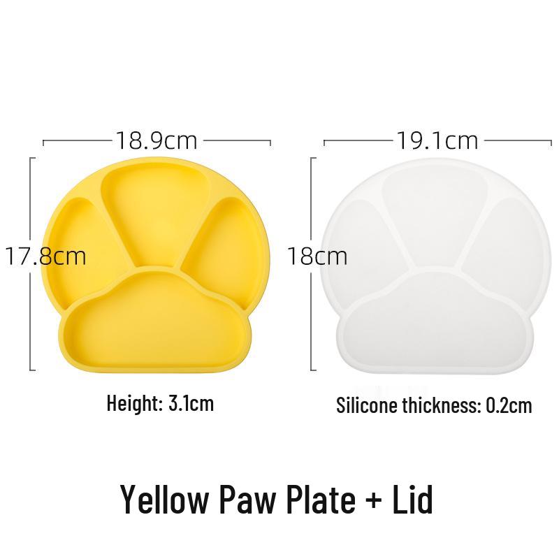 Silikon sugtablettset: Livsmedelsklassad värmetålig gaffel, sked och delad tallrik för baby och småbarn
