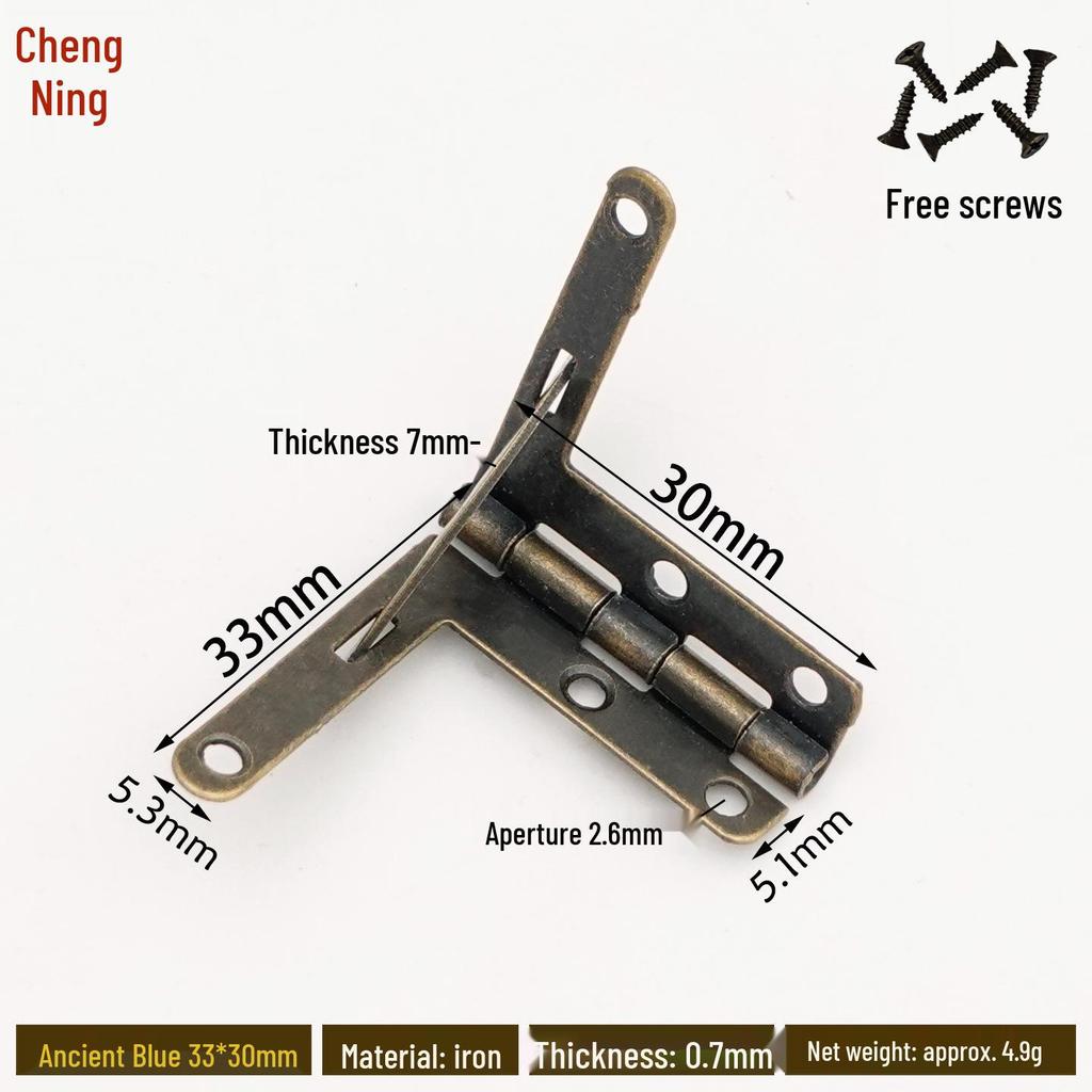 Retro Wooden Box Seven-Character 90° Iron Hinge - Small Leaf Hinge for Airplane-Style Hardware