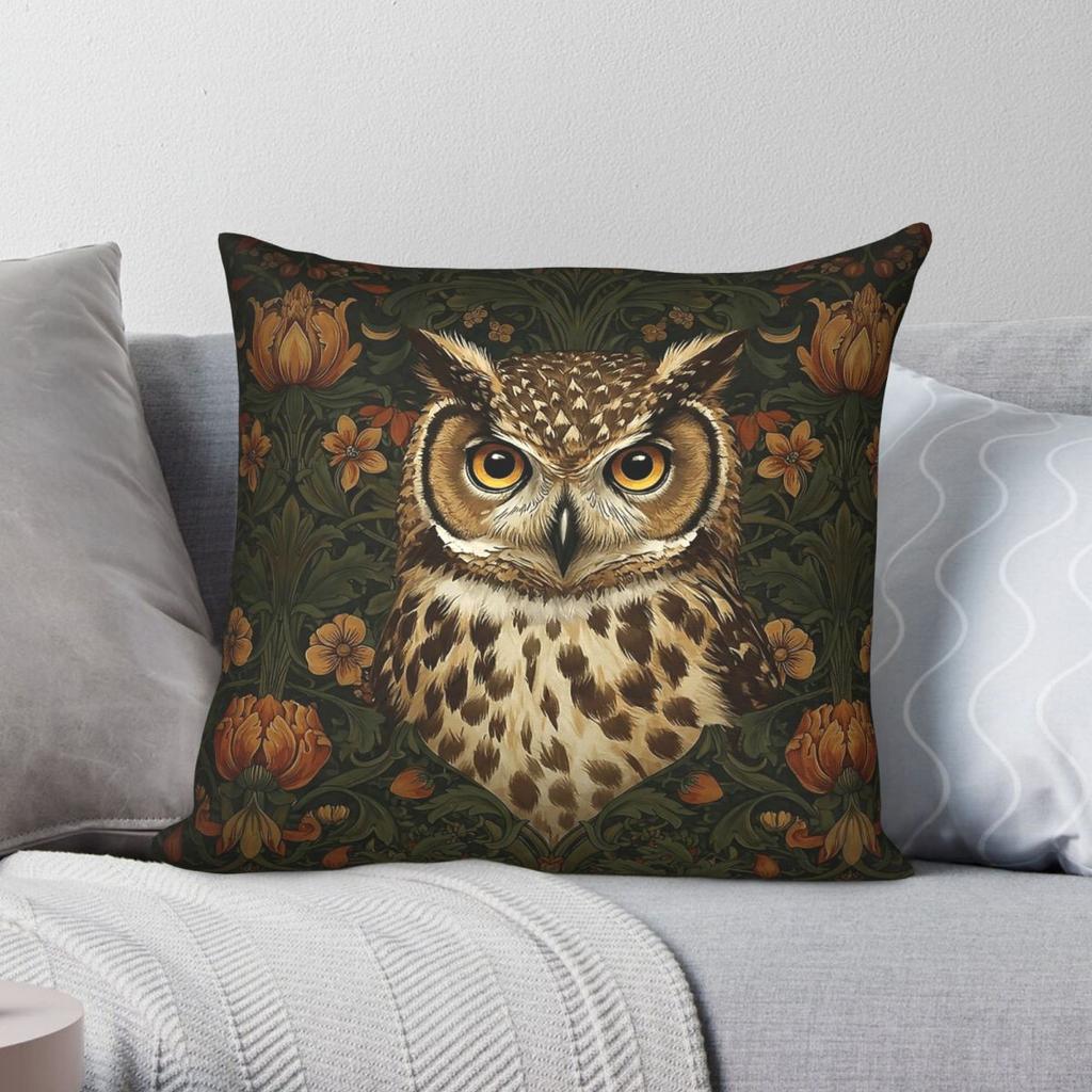 Jungle Owl William Morris Pillowcase Polyester Linen Velvet Pattern Zip Decorative Throw Pillow Case Home Cushion Cover
