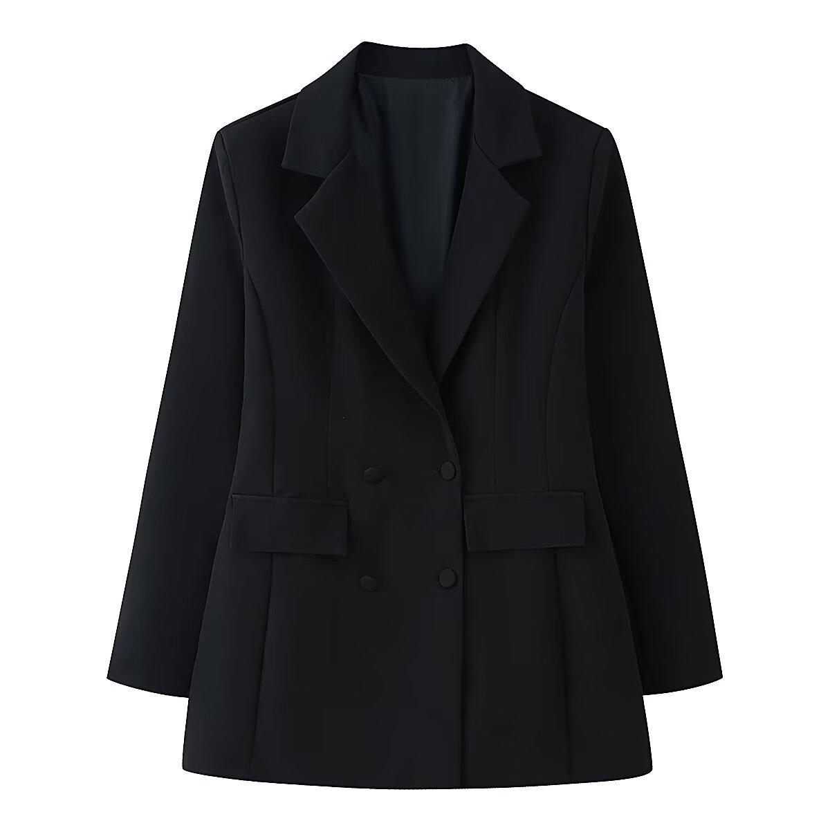 Women s popular fashionable five-color lapel long-sleeved blazer S чёрный