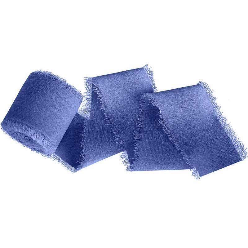 

Ribbon for Wedding Invitation Bridal Bouquets Decor Gift Wrap, 1.57InX5.46Yd Handmade Fringe Silk Ribbon