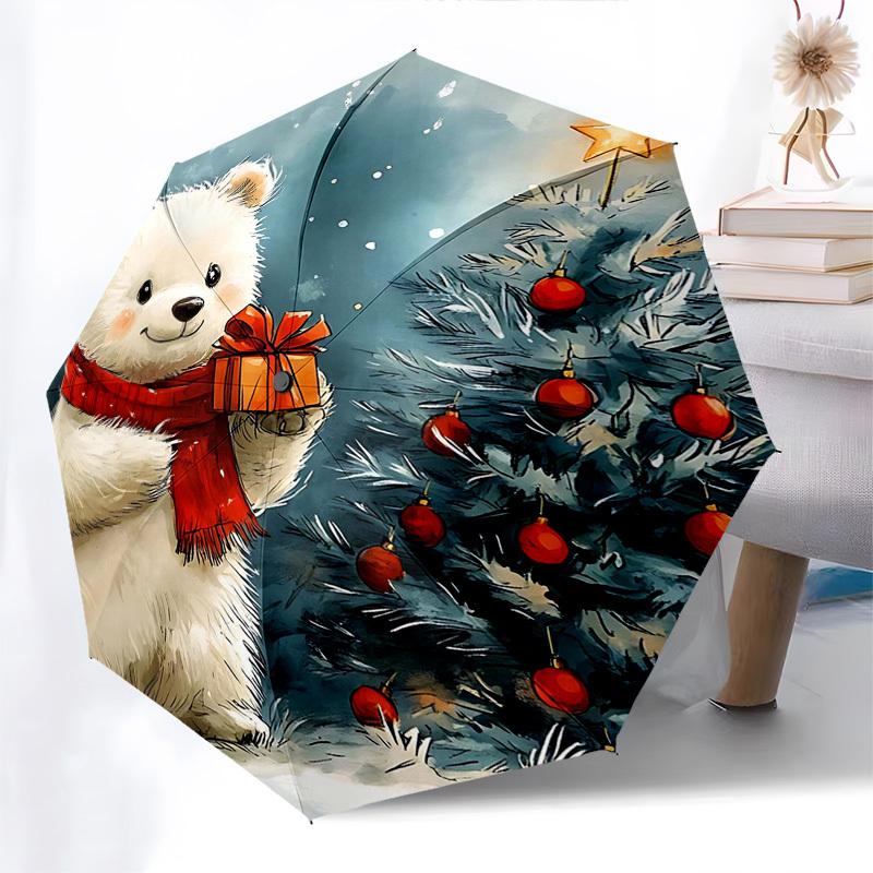 

1pc Christmas Gift: Automatic Folding Umbrella with 3-Fold Design, 8-Bone Iron Frame, Perfect for Fans, Travelers, Daily Use.B090