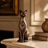 Retro Animal Ornaments Vintage Distressed Cat Figurine, Rustic Statue for Desk Shelf Home Artistic Desktop Figurine Decor, Handcrafted Style Ornament,