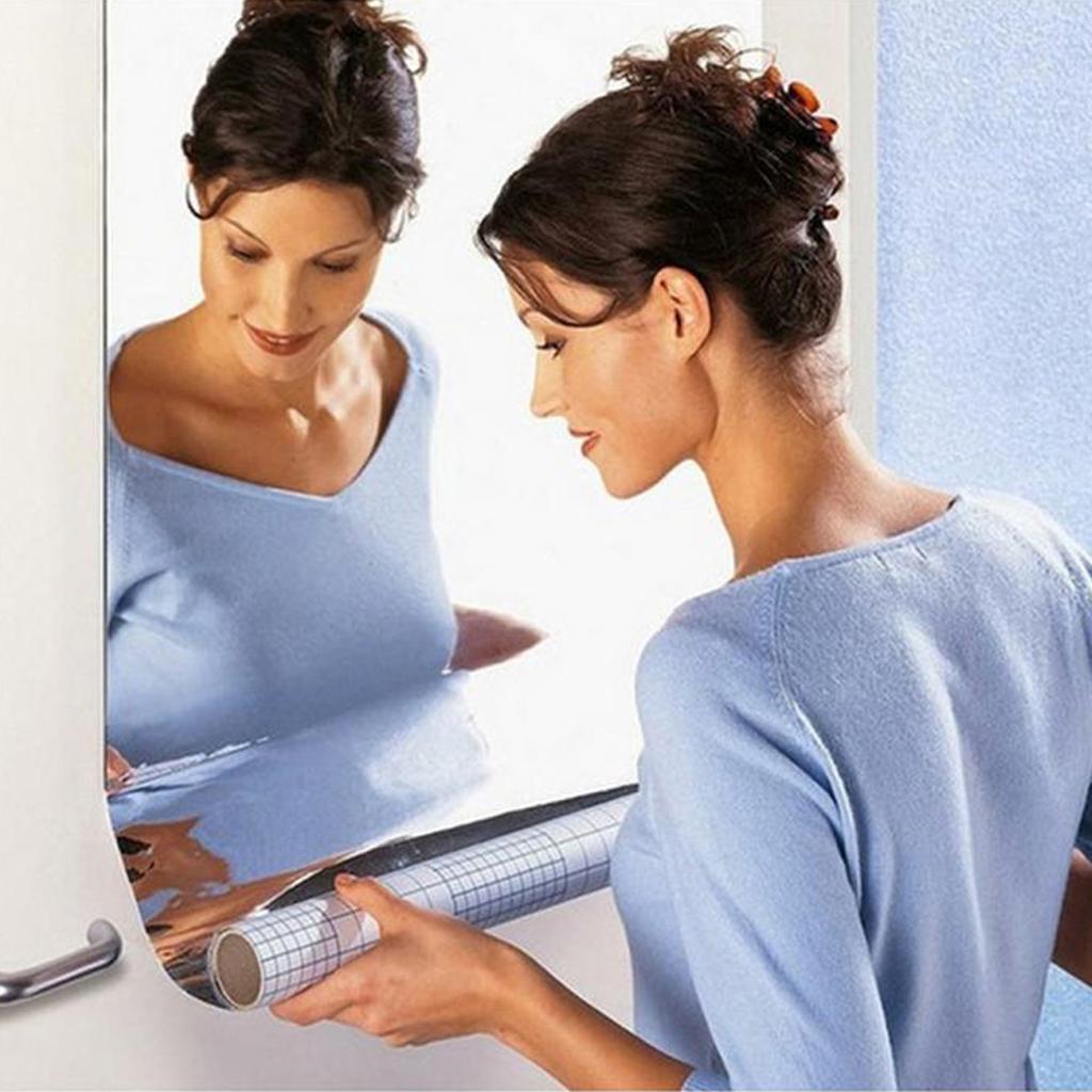 50*100cm Self Adhesive Mirror Tile Wall Stickers Room Bathroom Decor Stick On Art