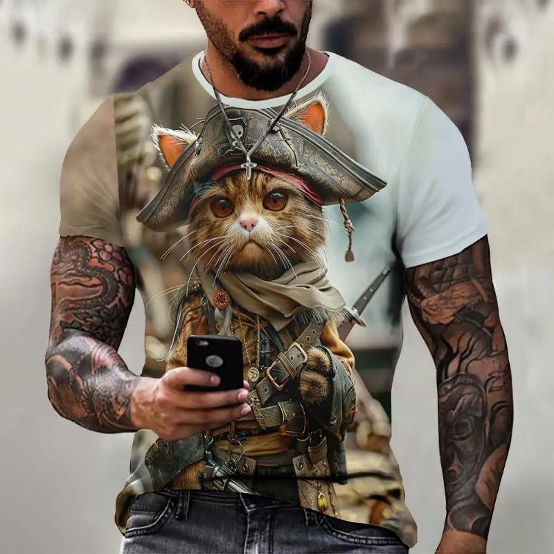 Men's Cartoon Iron Man Pattern 3D Embroidery Summer Quick-Dry Breathable Casual Round-neck Short-Sleeve T-Shirt
