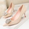 Spring Elegant Women Black Nude High Heels Pumps Designer Flock Leather Stiletto Heels Female Party Wedding Shoes