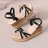 Wedge Sandals Women's Fashion Round Toe Metal Buckle Cross Slim Strap Platform Non-Slip High Heel Plus Size Shoes