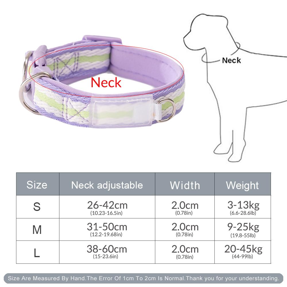 Cotton Dog Collar, Cute Puppy Collar with Plastic Buckle, Adjustable Soft Natural Fabric Pet Collar for Small Medium Large Dogs