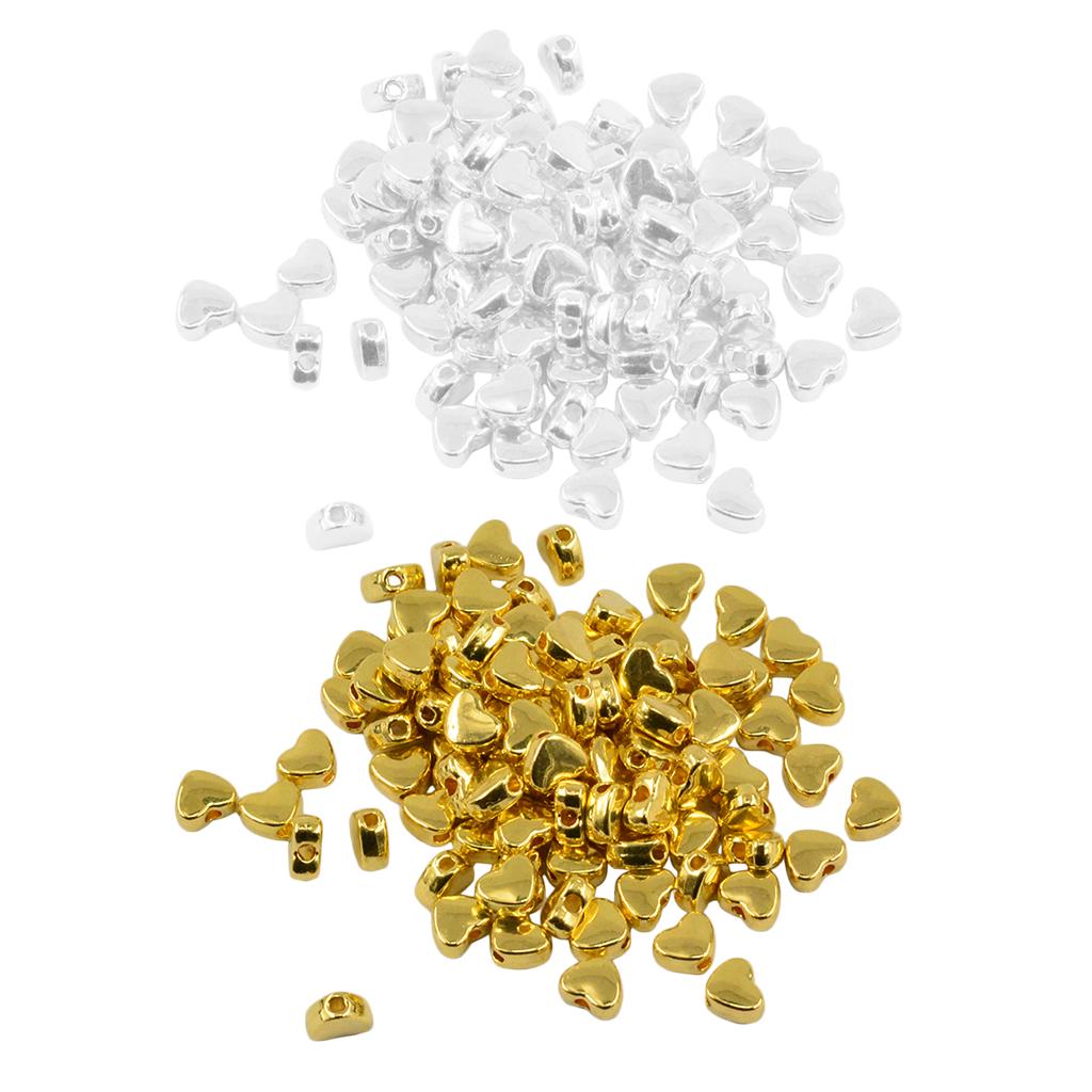 

200 шт. мини-разделительные бусины в форме сердца для изготовления ювелирных изделий из серебра