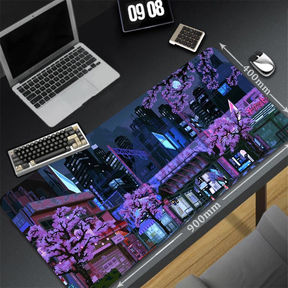 XXL Table Natural Rubber Carpet Large Game Non-slip Mousepad Pixel Sence Cute Mousepad Gamer Street Art Desk Mat For PC Keyboard