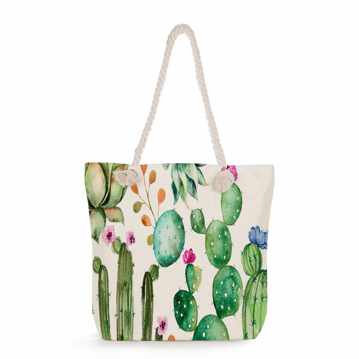 Multifunctional Flower Printed Thick Rope Shoulder Beach Bag Casual large capacity handbag 7612 CLE
