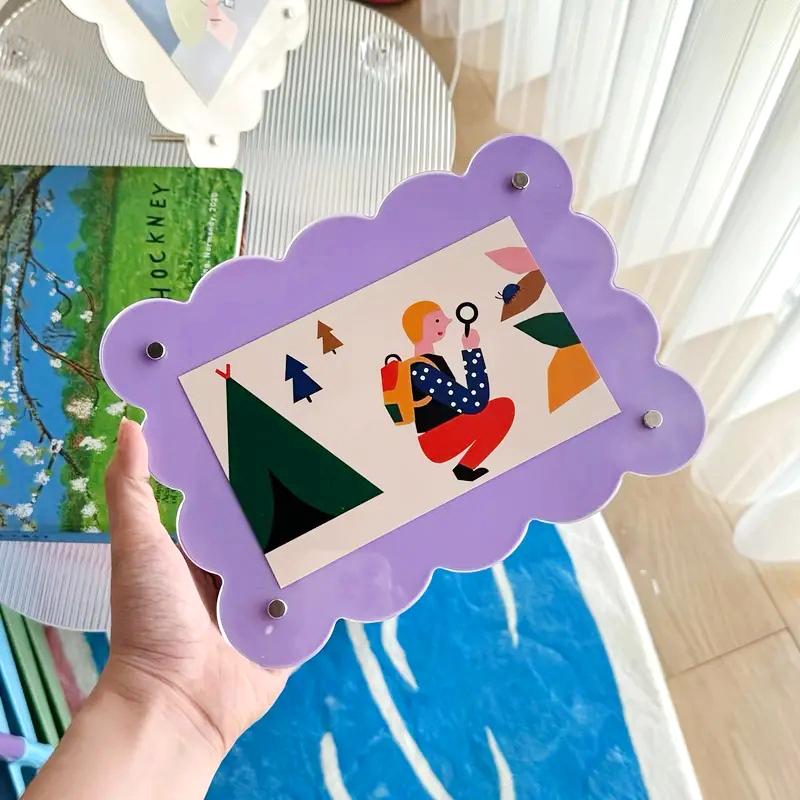 1PC Colored Photocard Holder Desk Decoration Wave Color Photo Frame 7-Inch Display Stand Nordic 23x17cm