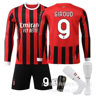 2425 AC Milán Domácí Dlouhý Rukáv Dres Set 9 Giroud 10 Leo 19 Olympiáda 11 Ibrahimović Kaka Nohy