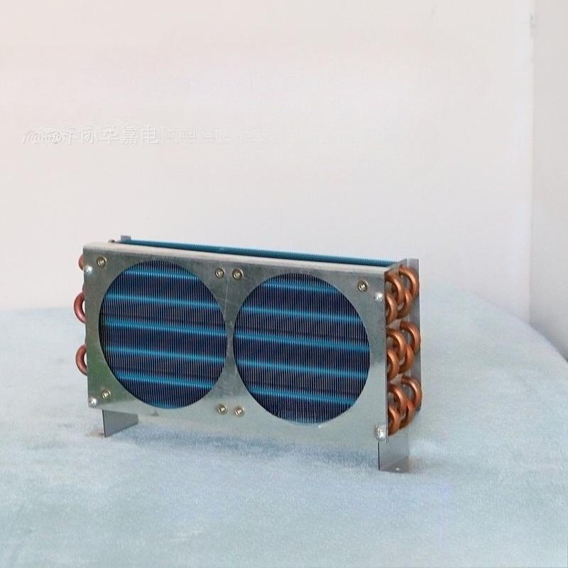 CP4x6x240 Miniature Condenser Air Cooled Copper Tube Fin Radiator Evaporator With 120 Dual Fans