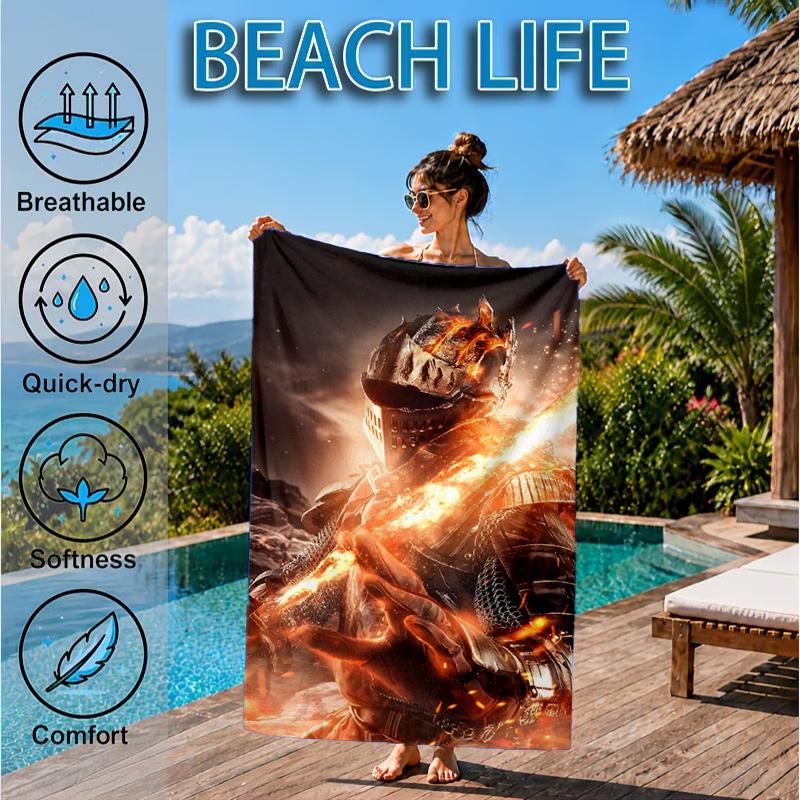 Knightly Crusader Armor Beach Towel, Microfiber Beach Towel, Perfect For Pool, Beach, Travel, Home Decor Beach Party Fan gifts