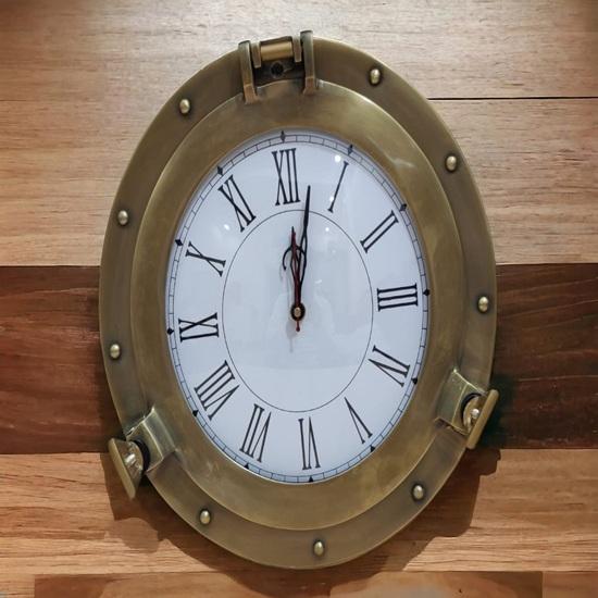 

30,48 см Латунные Морские Морские Корабельные Часы Морское Время Пляжный Стиль Кварцевые Настенные Часы Иллюминатор Домашний Декор Подарок, Подарок на Новоселье