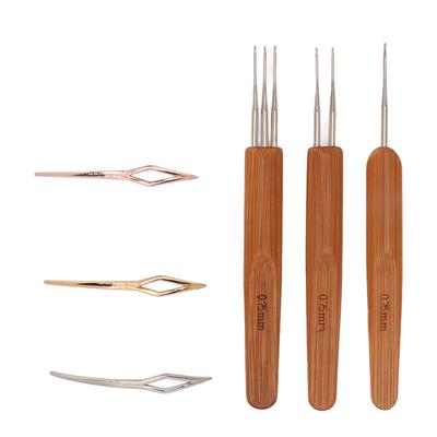 0,75 mm Dreadlocks Werkzeugset Verschiedene Formen Legierung Bambus Häkelnadeln Nadeln Set für Haarstyling