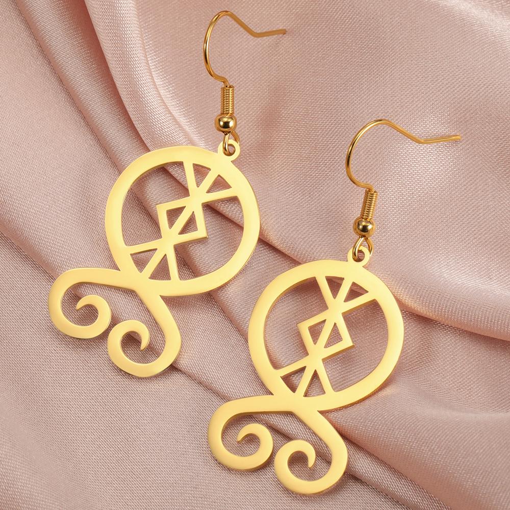 Dawapara Trollkors Troll Cross Dangle Earrings Scandinavian Protective Runes Norse Amulet Stainless Steel Jewelry
