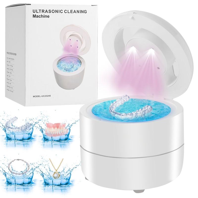 Ultrasonic Retainer Cleaner Machine 45kHz Ultrasonic Dentures Cleaner for Night Guards Braces Aligner Toothbrush Jewelry D-UC23245W