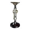 Elegant Standing Candlestick In Brown Metal and Glass 14x34 Cm with Non-Slip Bottom