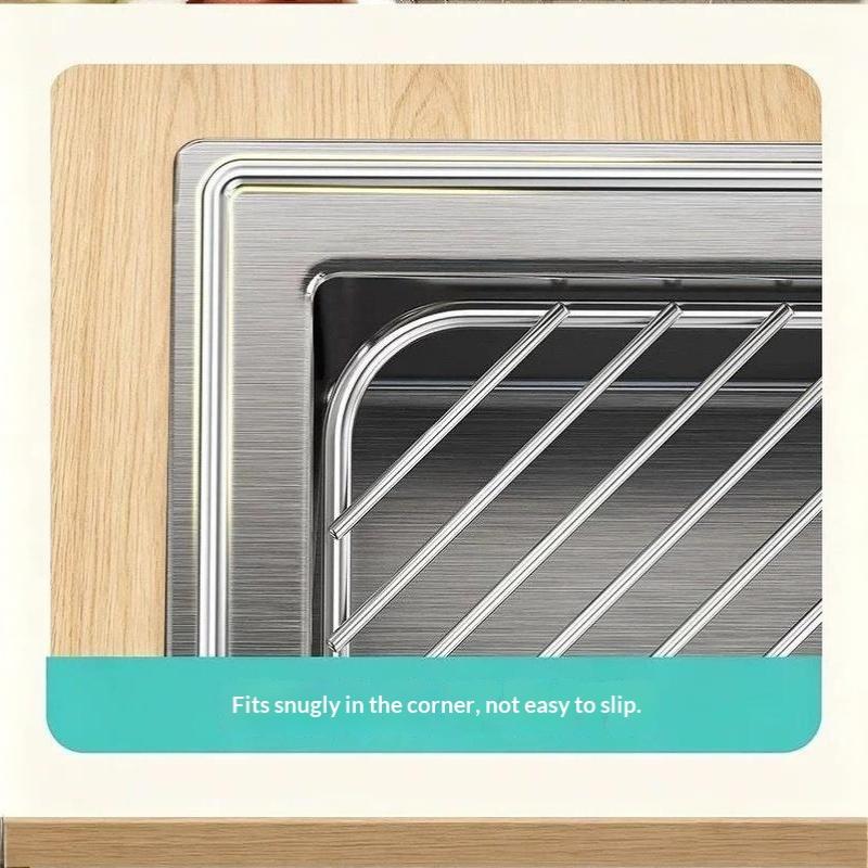 Dreieckiges Spülbecken-Abtropfgestell Edelstahl Spülbecken-Caddy Organizer Abflussbar Große Kapazität Multifunktionaler Küchenspülbecken-Organizer