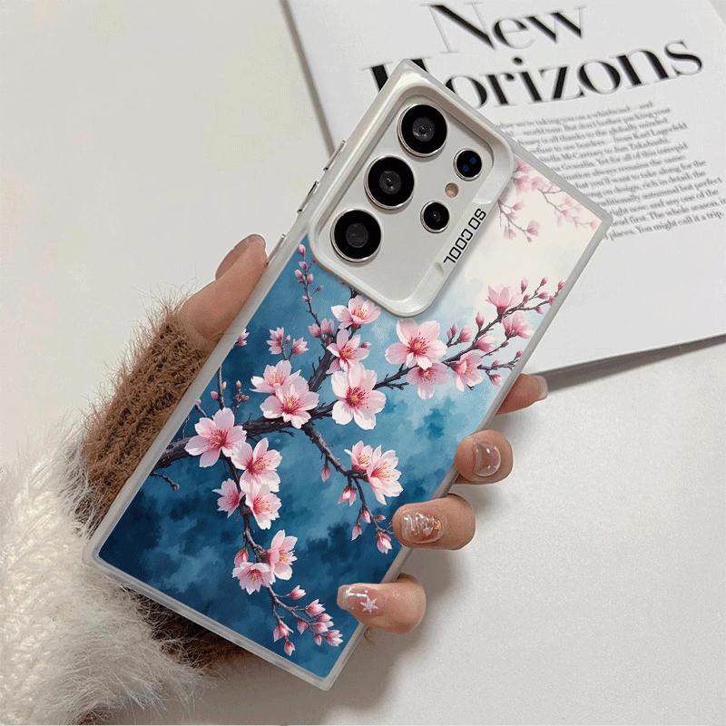 Cherry Blossom Sakura Fashion Soft Phone Case for Samsung Galaxy S24 S25 FE S26 Edge S23 Ultra S22 Plus S21 + Shockproof Cover B