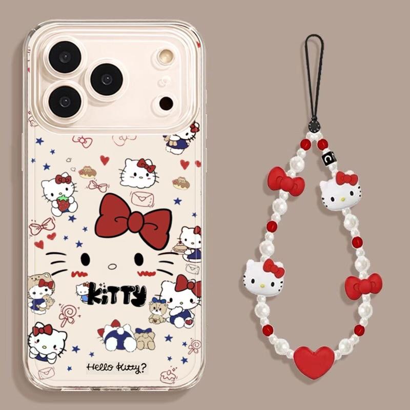 Hello Kitty Chain Transparent Case For Xiaomi Redmi Note 15 Pro 15C 5G 14C Note 14 13 12 Pro Plus 13C 12C A5 5G 4G INS Casing