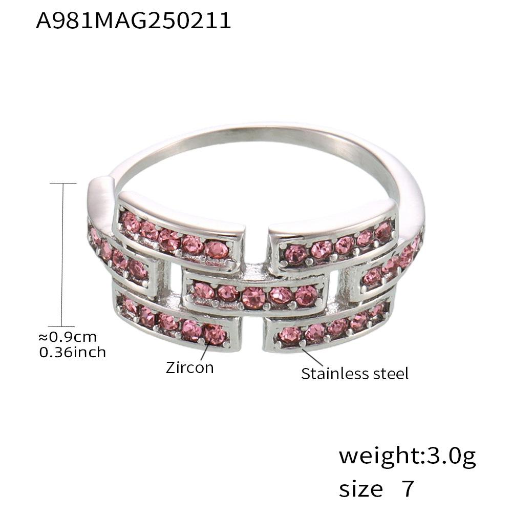 1 Pcs Stainless Steel Ins Style Premium Sense Of Light Luxury Zirconia Ring Female Niche Simple Fashion Geometric Finger Ring