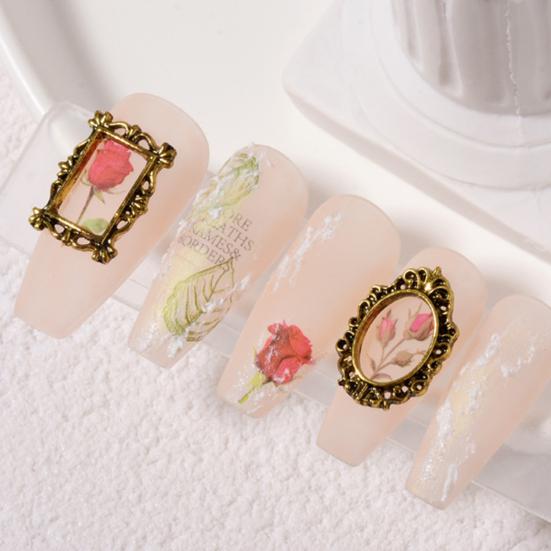 Yousheng 5Pcs/Pack Nail Decor Vintage Hollow-carved Design Alloy 3D Nail Manicure Craft Ornaments for Nail Design