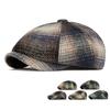 Autumn Winter Tie-Dyed Cap Men's British Newsboy Cap Warm Beret Plaid Octagonal Cap