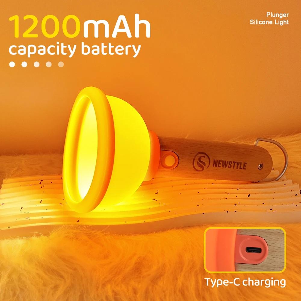 1 pc Funny plunger silicone nightlight creative Halloween gift mini toilet suction nightlight USB charging long battery life