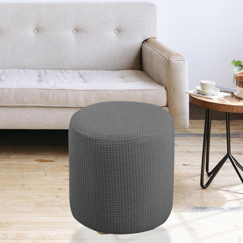 High Stretch Round Ottoman Cover Living Room Storage Covers Fits Seat 9.84''-12.60'' Inch