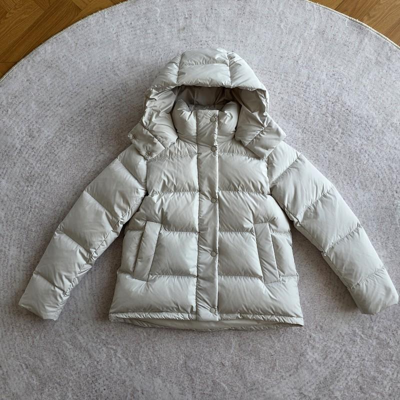 Womens Short Puffer Jacket With Hood 90% White Duck Down Warm Winter Coat Casual Daily Outdoor Wear