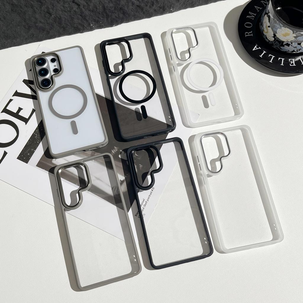 Luxury Cystal Clear Magnetic Phone Case For Samsung S26 S25 S24 Plus Ultra For Magsafe Wireless Charging Shockproof Back Cover