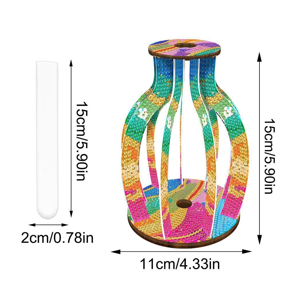 New 2025 Diamond Painting Vase Diamond Rhinestones Table Desktop Ornaments Wooden Vase Home Decorations New Arrivals