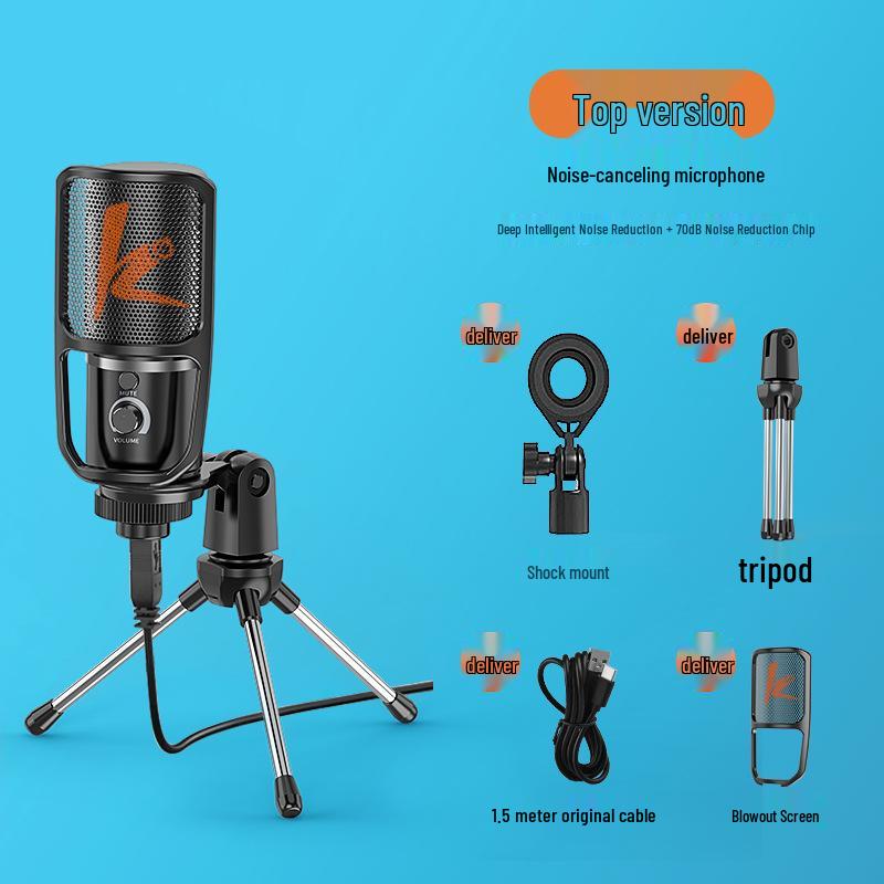 USB Noise-Reduction Condenser Microphone for Gaming, Desktop, Online Classes, and Conferences