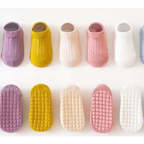 5 Paar Frühling Sommer Neugeborenen Babysocken Einfarbig Säugling Baby Bodensocken Weiche Baumwolle Anti-Rutsch Bootssocken Für Mädchen Jungen 0-5