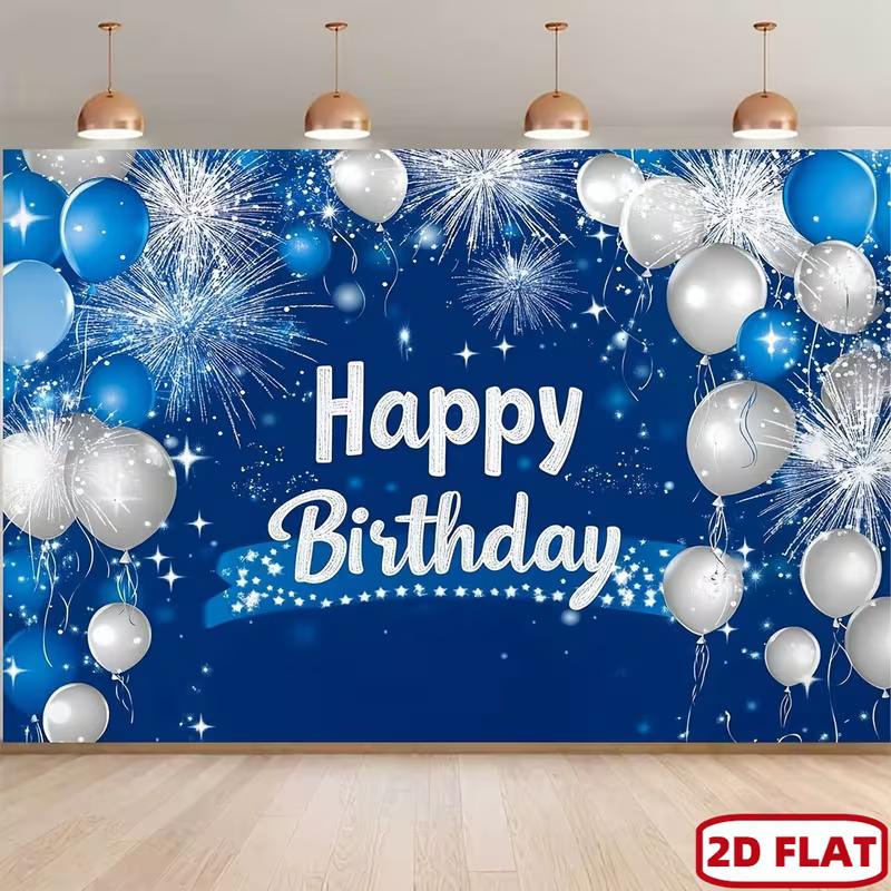 

2D Sparkle Star Happy Birthday Backdrop Banner for Winter/Evening Party Supplies 47.2x31.5inch/120*80cm