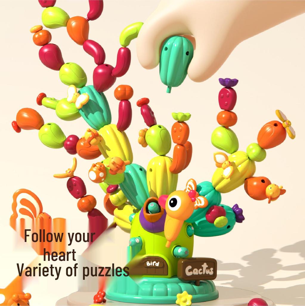 Children's DIY Cactus Interlocking Building Blocks - Educational Toy Set