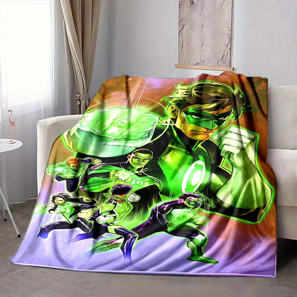 1 Stück Green Lantern Corps Decke Polyesterfaser, Ganzjahreskomfort für Sofa, Bett, Büro, Auto, Camping, Ideale Heimdekoration & Geschenk, Bürokomfort