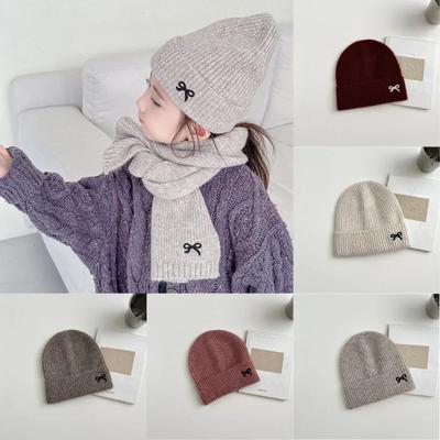 1 Stück süße Schleife Kinder Mädchen Beanie Mode Stickerei Schleife Häkelmütze Childen süße Herbst Winter verdicken Strickmütze