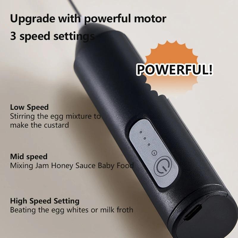1Pc MINI Milk Frother USB Rechargeable 3 Speeds Foam Maker Coffee Whisk Mixer Electric Handle Blender Egg Beater Hot Cooking Tools