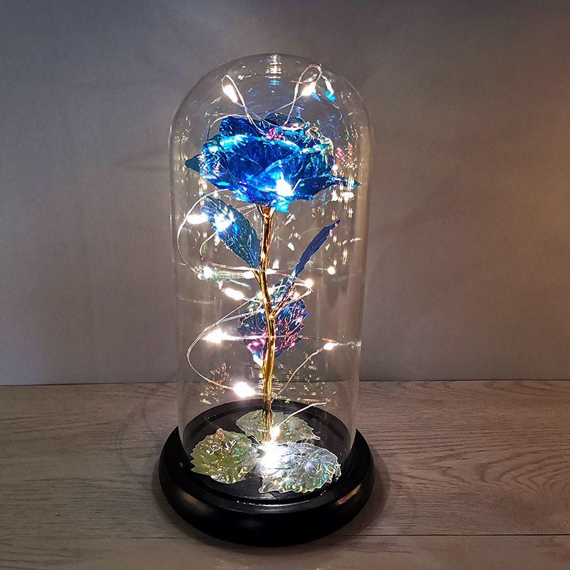 Stunning Eternal Flower In Glass Dome With Led Lights Unique Home Decor