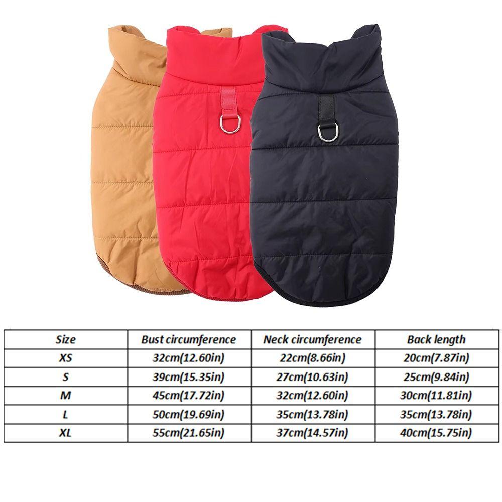 Durable Waterproof Winter Dog Coat Warm Thickened Dog Vest with D Shape Ring Fleece Dog Cotton Jacket Outdoor